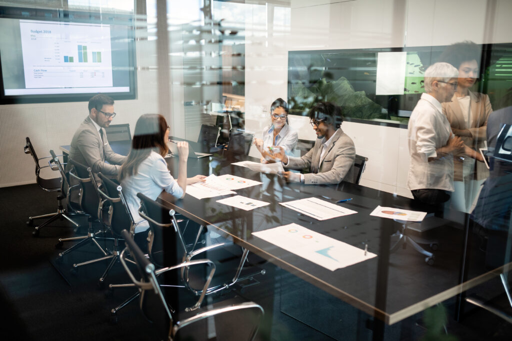 Corporate business team and manager in a meeting