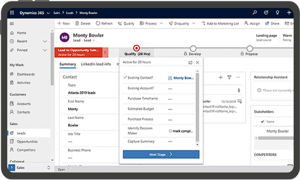 Dynamics 365 Sales Screenshot Lead Management